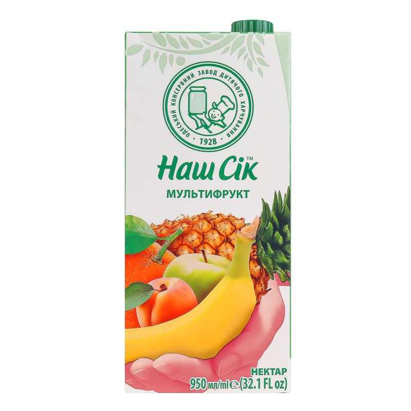 Нектар Наш Сік Мультифруктовий 0.95 л тетра-пак